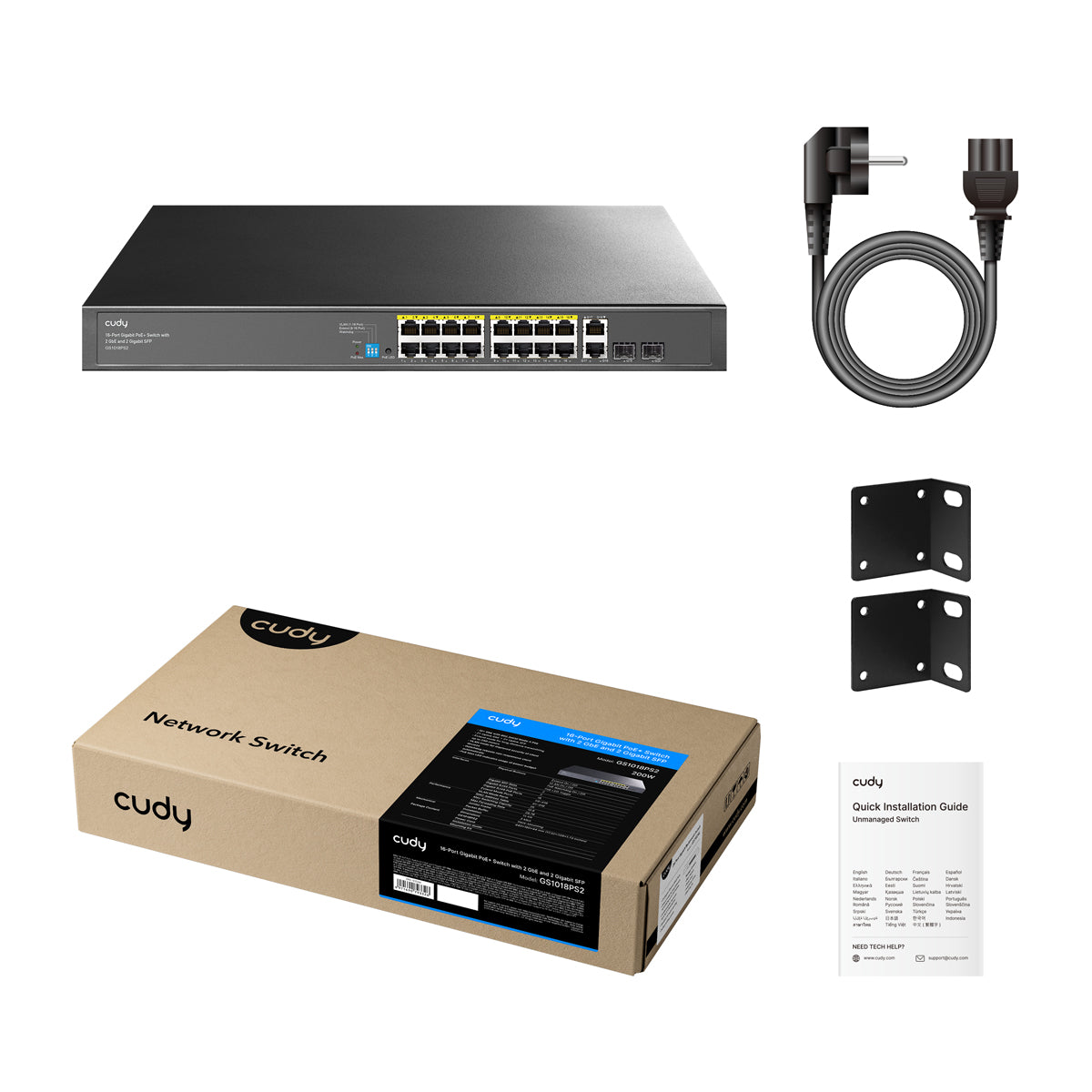 cudy-gs1018ps2-3-0-poe-switch-16x-gigabit-sfp-200-w image 2