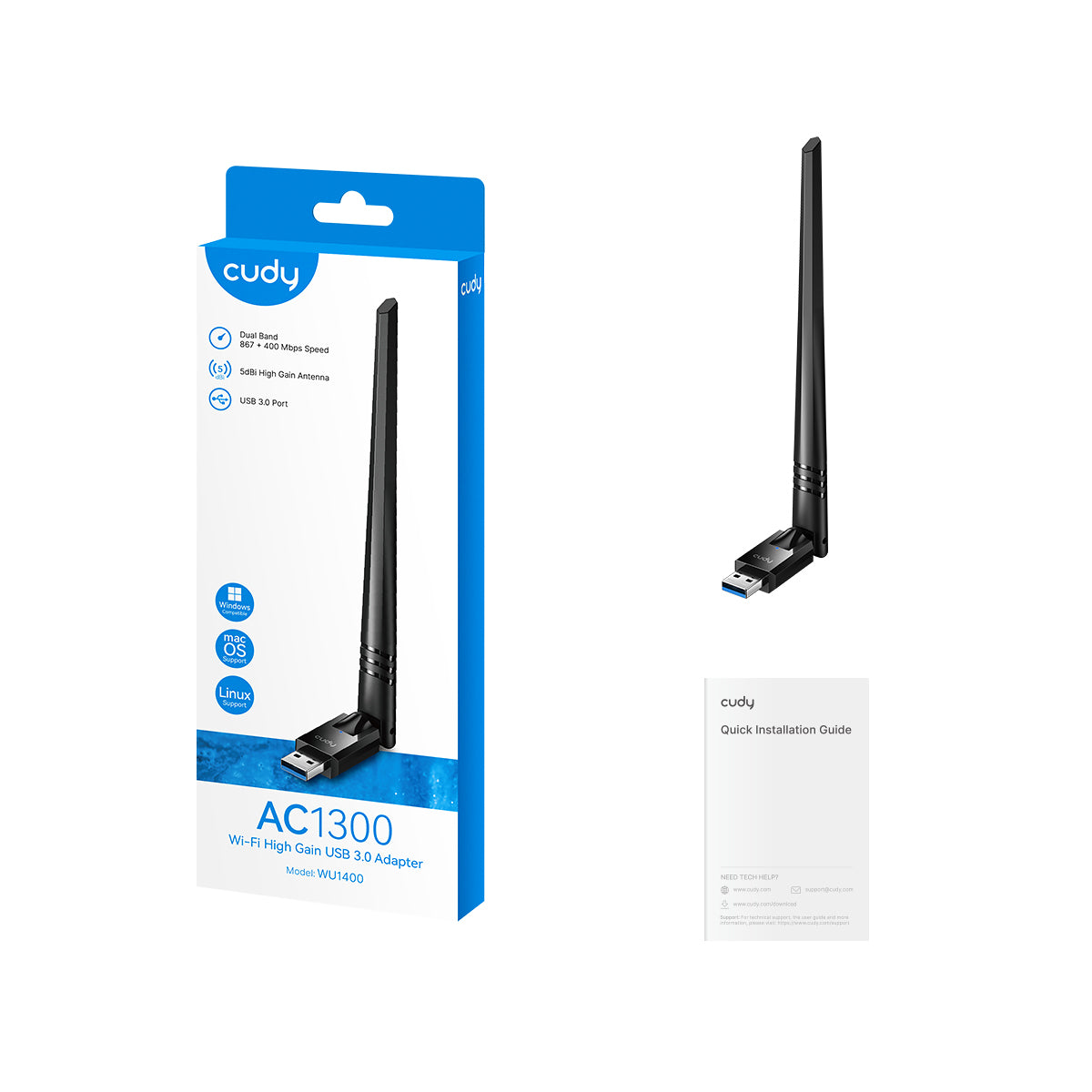 cudy-wu1400-ac1300-wlan-usb-adapter-high-gain image 2