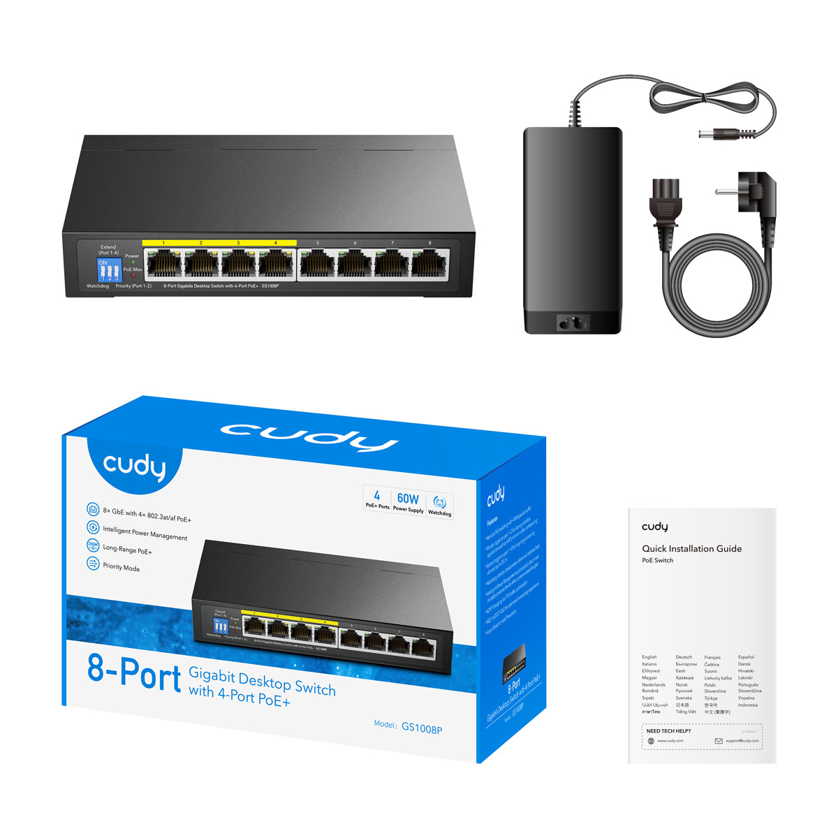 cudy-gs1008p-1-0-8-port-gigabit-poe-switch-60w-wand image 2