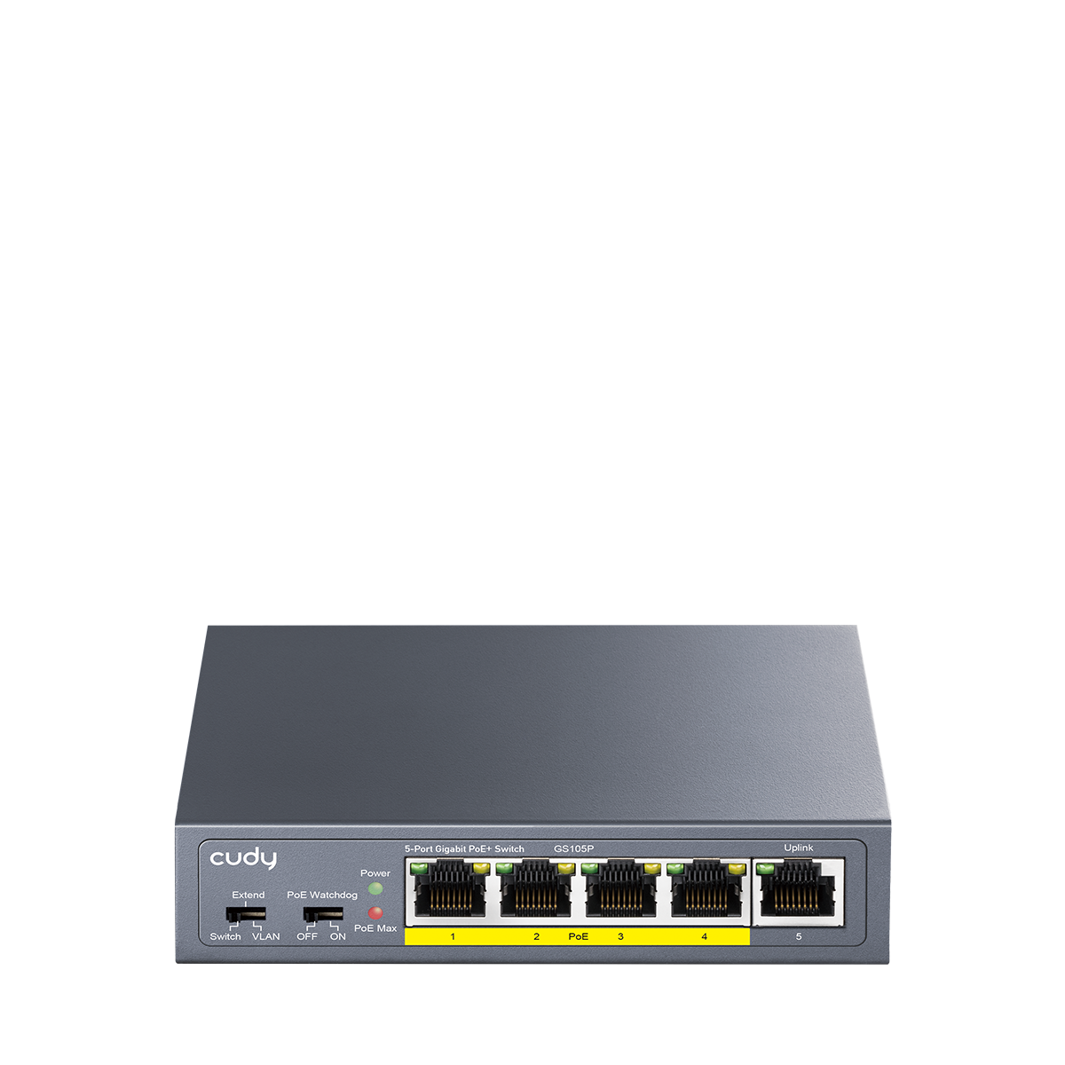 cudy-gs105p-switch-5-port-gigabit-poe-36w-wandmontage image 1