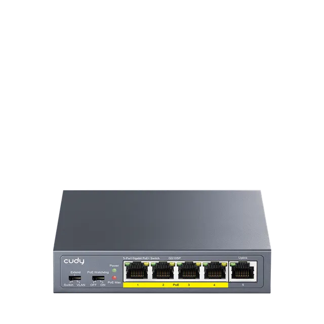 cudy-gs105p-switch-5-port-gigabit-poe-36w-wandmontage image 1