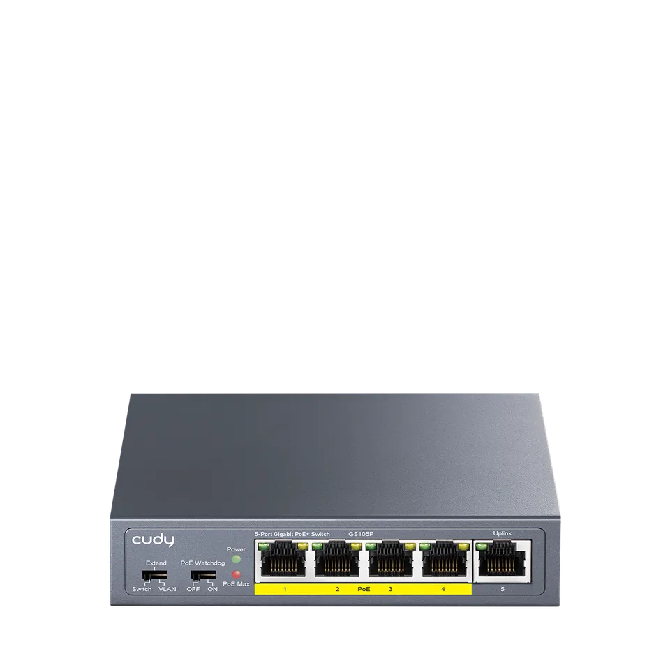 cudy-gs105p-switch-5-port-gigabit-poe-36w-wandmontage image 1