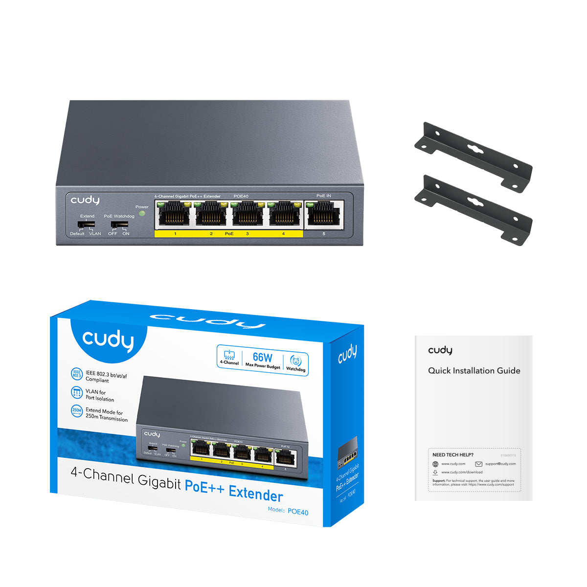 cudy-poe40-2-0-4-channel-poe-extender-gigabit-poe-250-m image 2