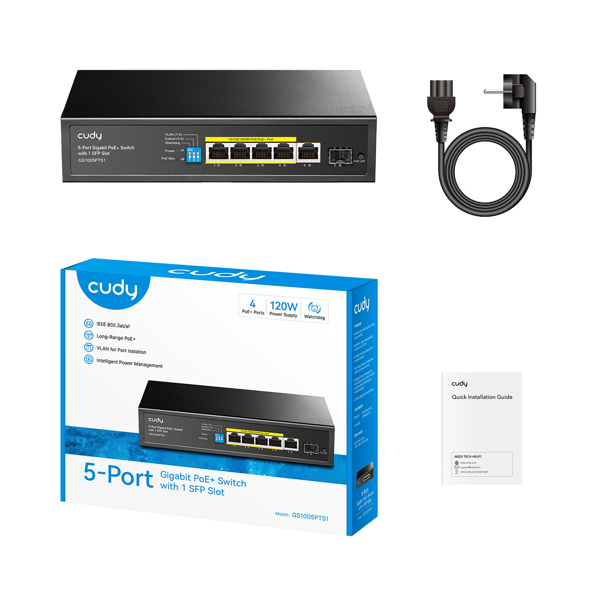 cudy-gs1005pts1-5-port-gigabit-poe-switch-120w-sfp image 2
